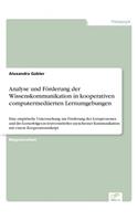 Analyse und Förderung der Wissenskommunikation in kooperativen computermediierten Lernumgebungen