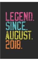 Legend Since August 2018: Dotted Bullet Grid Notebook / Journal (6 X 9) - 1st years old Birthday Gift and Anniversary Gift for Women and Men