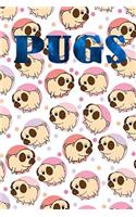Pugs: Notebook With Pugs, Journal, Diary size 6x9