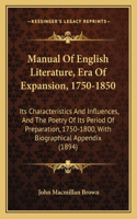 Manual Of English Literature, Era Of Expansion, 1750-1850