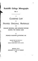 Classifed List of Printed Original Materials