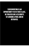 SCREENWRITING IS AN OPPORTUNITY TO FLY FIRST CLASS, BE TREATED LIKE A CELEBRITY, SIT AROUND A POOL ANd BE BETRAYED.: 6x9 Journal sarcastic inspirational notebook xmas gift presents for under 10 dollars