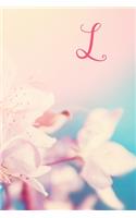 L: Monogram Initial Notebook and diary with pink floral design