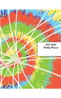 2019 - 2020 Weekly Planner: Glossy Pink Purple Blue Yellow Pattern Design Tie Dye Cover January 2019 - December 2019 Plan Weeks, Set Goals & Get Things Done