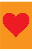 Blank Notebook - 100 Pages - Red Heart on Orange