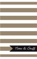 Notes & Stuff - Lined Notebook with Khaki Striped Pattern Cover: 101 Pages, Medium Ruled, 6 x 9 Journal, Soft Cover