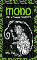 Libro de colorear para adultos - Nivel fácil - Animal gracioso - Mono