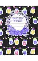 Composition Notebook: A 8.5x11 Inch Matte Softcover Paperback Notebook Journal With 120 Blank Lined Pages - Cursive Paper- Hearts, Hanging Jars, Butterflies