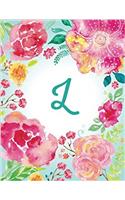 L Initial Journal, Monogram Notebook, Pink Teal Watercolor (Personal Journal)