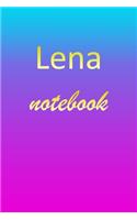 Lena: Blank Notebook - Wide Ruled Lined Paper Notepad - Writing Pad Practice Journal - Custom Personalized First Name Initial L Blue Purple Gold - Taking 