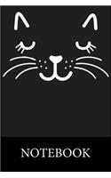 Face Black Cat Notebook: Funny Cute Notebook, College Ruled Blank Lined Book, Composition Book for School Diary, Christmas Halloween Birthday Gifts