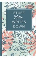 Stuff Katie Writes Down: Personalized Journal / Notebook (6 x 9 inch) STUNNING Tropical Teal and Blush Pink Pattern