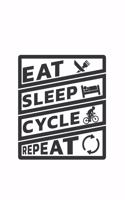 Bicycle Notebook: Eat Sleep Cycle Repeat / 6x9 Inches / 120 Sites / Ruled Paper