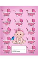 Wide Ruled Composition Notebook: Writing Book Journal, Soft Cover, Blank Lined Paper, 200 Pages, Cute Baby Design for Girls Pink