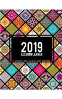 2019 Lesson Planner: Colorful Book, 2019 Weekly Monthly Teacher Planner and Record Book 8.5" X 11" Weekly Spreads Include Space to Write Your Lessons Plans for Each Subj