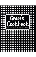Gran's Cookbook Blank Recipe Book Black Gingham Edition