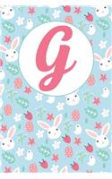 G: Letter G Journal, Easter Bunnies, Eggs, Chicks, and Flowers, Personalized Notebook Monogram Initial, 6 X 9