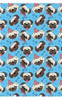 Journal Notebook Funny Pugs Pattern 1: 110 Page Plain Blank Journal For Drawing, Writing, Doodling In Portable 6 x 9 Size.(21 Noteworthy Series Unlined)