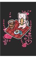 Picnic Heart Cat Notebook: Graph Paper Journal 6x9 - 120 Pages