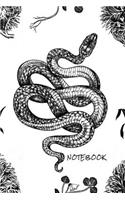 Notebook: Black & White Snake 2 - Journal for writing I Composition Book I Blank paper with integrated page numbers l Narrow Ruled I Diary I 120 Pages I "6x9"
