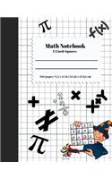 Math Notebook 1/2 Inch Squares: (Math Notebook)
