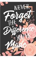 Never Forget The Difference You've Made: Cute Retirement & Appreciation Journal / Notebook / Diary / Card Gift. Perfect For Professional Women And Men Who Have Made A Big Impact on Peoples 