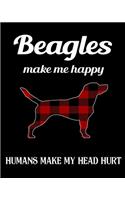 Beagles Make Me Happy Humans Make My Head Hurt: Dog Breed Notebook 2020 Monthly Planner Dated Journal 8" x 10" 110 pages