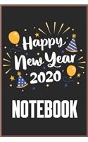 Happy New Year 2020: Happy New Year 2020 line journal notebook