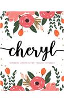 Cheryl: Notebook - Libreta - Cahier - Taccuino - Notizbuch: 110 pages paginas seiten pagine: Modern Florals First Name Notebook in Coral, Pink & Orange on W