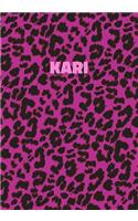 Kari: Personalized Pink Leopard Print Notebook (Animal Skin Pattern). College Ruled (Lined) Journal for Notes, Diary, Journaling. Wild Cat Theme Design wi