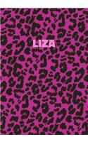 Liza: Personalized Pink Leopard Print Notebook (Animal Skin Pattern). College Ruled (Lined) Journal for Notes, Diary, Journaling. Wild Cat Theme Design wi