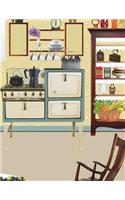 Retro Kitchen Notebook Large Size 8.5 x 11 Ruled 150 Pages
