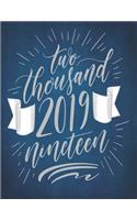 Two Thousand 2019 Nineteen: 2019 Monthly Planner Blue Organizer Schedule Beautiful Lovely Cute Blue Wall Wallpaper Concrete Colored Painted Textured Concept New Year 2019 Lette