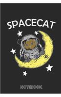 Spacecat Notebook: Sweet Spacecat Spaceman Large 6x9 Classic 110 Dot Grid Pages Notebook for Notes, Lists, Musings, Bullet Journaling, Calligraphy and Hand Lettering or School.