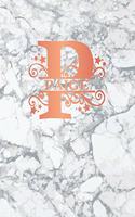 Paige: Personalized Sketchbook 8.5 X 11. Initial P Sketch Pad. White Marble & Rose Gold Cover. Notebook, Journal, Doodle, Create!