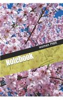 Notebook: Cute Wide Notebook Journal Wide Blank Lined Workbook for girls and women (cover Japanese cherry trees flowers pink)