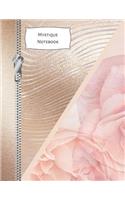Mystique Notebook: Rose Gold Floral Petals College Ruled Composition Writing Notebook