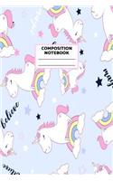 Composition Notebook: Unicorn Journal for Girls, Teen and Women Cute Matte Cover Design with Blank Lined Interior College Ruled (Great as Party Favors, Gifts, Diary, Jour