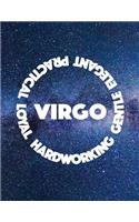Virgo Hardworking Gentle Elegant Practical Loyal: 8.5x11 College Ruled Blank Notebook Astrology Zodiac Theme Galaxy and Stars
