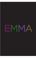 Emma: A 6x9 Lined Journal (Emma in cute and colorful text on black cover)