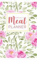 Weekly Meal Planner: 52 Week Food Planner Notebook, Diary, Log for Meal Planning with Grocery Shopping List - Watercolor Pink Peonies Floral