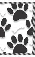 Puppy Paw Prints And Bones: 110 Page Blank Notebook - Ruled Paper Journal - 6" x 9" (15.24 x 22.86 cm)