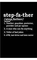 Stepfather Definition: Food Journal - Track Your Meals - Eat Clean And Fit - Breakfast Lunch Diner Snacks - Time Items Serving Cals Sugar Protein Fiber Carbs Fat - 110 Pag