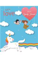 Fall In Love: 2021 Yearly Journal: Cute Unicorn Rainbow, Yearly Calendar Book 2021, Weekly/Monthly/Yearly Calendar Journal, Large 8.5" x 11" 365 Daily journal Pla