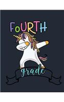 Fourth Grade: 102 wide ruled pages journal notebook with cute unicorn cover