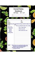 Cornell Notes Notebook: Note Taking System, For Students, Writers, Meetings, Lectures Large Size 8.5 x 11 (21.59 x 27.94 cm), Durable Matte Cocktail Garnishes Design Cover,