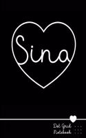Sina Dot Grid Notebook: Personalized Name Journal Black Heart - Punktraster Notizbuch Personalisiert Mit Namen