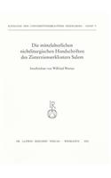 Die Mittelalterlichen Nichtliturgischen Handschriften Des Zisterzienserklosters Salem