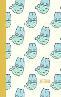 Notebook: Wide Ruled Primary Composition Book with Cute Purrmaid Cat Mermaid Pattern Cover Design