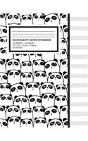 Manuscript Paper Notebook: Cute Panda Cover, 12 Staff Music Paper, Blank Music Sheets 8.5 x 11, 100 Pages (Notebook for Kids Musicians & Songwriting)